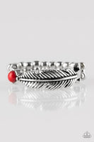 Heads or TAILFEATHERS - Red - Paparazzi Ring