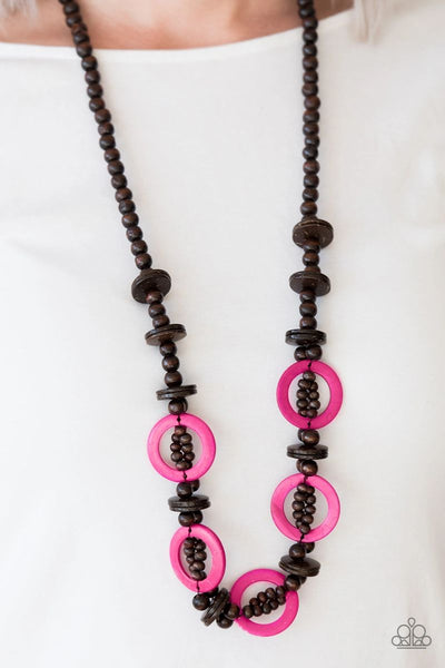Fiji Foxtrot - Pink - Paparazzi Wood Necklace #1132 (D)