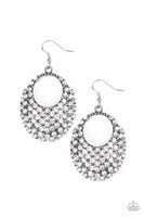 Paparazzi - Fierce Flash - White Earrings #4249 (D)