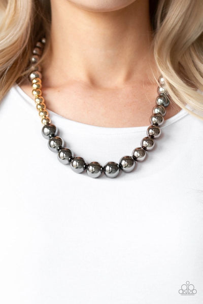 Power To The People - Black - Paparazzi Gunmetal Gold Necklace