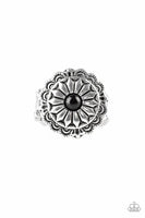Daringly Daisy - Black - Paparazzi Ring