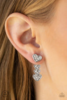 Heartthrob Twinkle - White - Paparazzi Double Post Heart Earrings