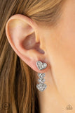 Heartthrob Twinkle - White - Paparazzi Double Post Heart Earrings