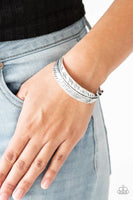 Tran-QUILL-ity - Silver - Paparazzi Feather Cuff Bracelet