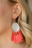 Tassel Tribute - Orange - Paparazzi Fringe Tassel Earrings