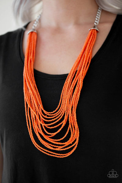 Peacefully Pacific - Orange - Paparazzi Necklace