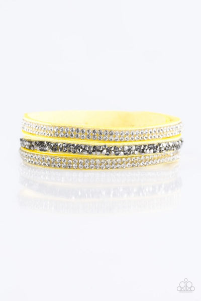 Paparazzi - Mega Glam - Yellow Snap Bracelet