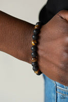 Top Ten Zen - Brown - Paparazzi Lava Beads Stretchy Bracelet
