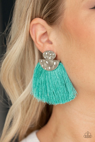 Make Some PLUME - Blue - Paparazzi Tassel Fringe Post Earrings