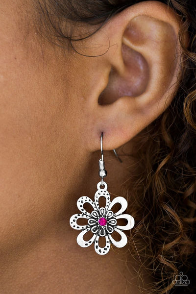 Fashion Floret - Pink - Paparazzi Flower Earrings #1644
