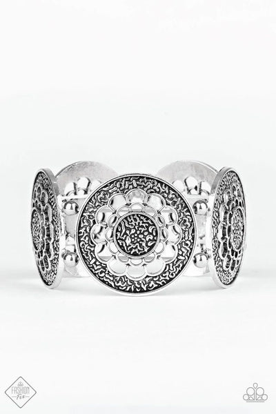 Marigold Medallions - Silver - Paparazzi Stretchy Bracelet Fashion Fix #1356 (D)