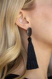Va Va PLUME - Black - Paparazzi Tassel Earrings