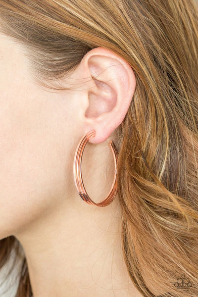 HAUTE Gossip - Copper - Paparazzi Hoop Earrings