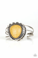Natures Bounty - Yellow - Paparazzi Feather Cuff Bracelet