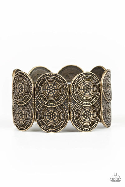 Flirtatious Florals - Brass - Paparazzi Stretchy Bracelet #945 (D)