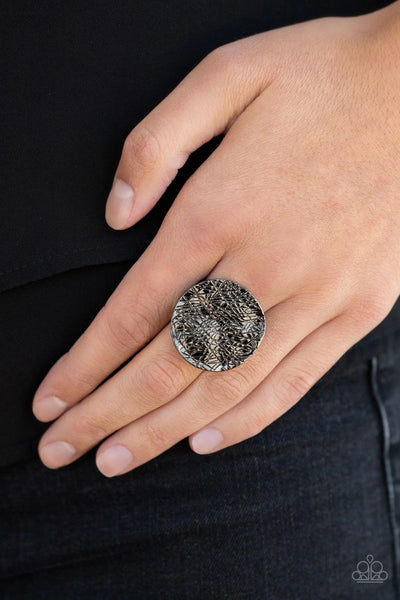 Lined Up - Black - Paparazzi Ring