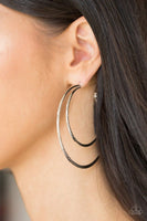 Drop It like Its HAUTE - Silver - Paparazzi Hoop Earrings #497 (D)