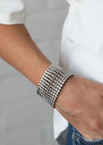 Level The Field - Silver - Paparazzi Stretchy Bracelet
