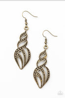 Paparazzi - Where's the Fire? - Brass Earrings #3414 (D)
