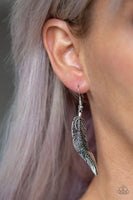 FOWL Play - Silver - Paparazzi Feather Earrings