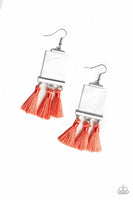 Paparazzi "Tassel Retreat" - Orange Tassel Earrings #957