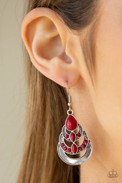 Boho Brilliance - Red - Paparazzi Earrings #1885 (D)