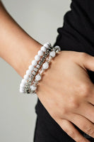 Globetrotter Glam - White - Paparazzi Stretchy Bracelet #490 (D)