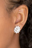 Starry Nights - White - Paparazzi Post Earrings