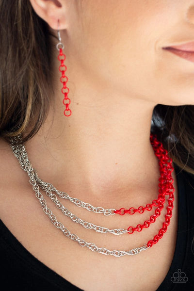 Turn Up The Volume - Red - Paparazzi Necklace