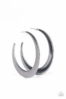 Moon Beam - Black - Paparazzi Hoop Earrings #2200 (D)