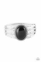 Desert Glyphs - Black - Paparazzi Hinged Bracelet 2837(D)