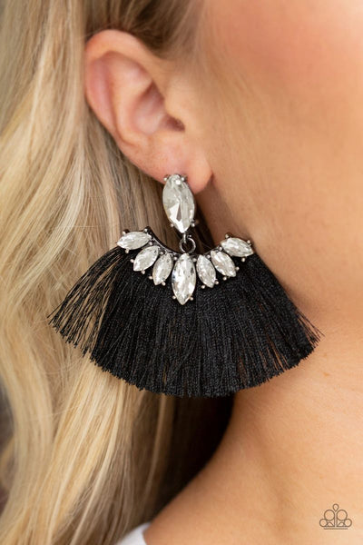 Paparazzi - Formal Flair - Black Fringe Earrings