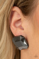 Show Glow - Black - Paparazzi Post Earrings