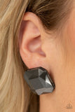 Show Glow - Black - Paparazzi Post Earrings