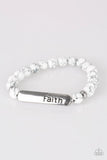Fearless Faith - White - Paparazzi Stretchy Inspirational Bracelet