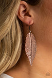 Lookin For A FLIGHT - Copper - Paparazzi Feather Earrings