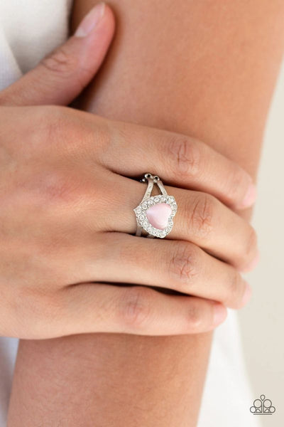 Love Is In The Air - Pink - Paparazzi Heart Moonstone Paparazzi Ring