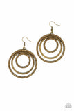 Rippling Refinement - Brass - Paparazzi Earrings