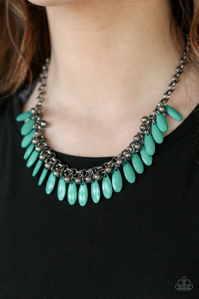 Paparazzi - Jersey Shore - Green Necklace #1804 (D)
