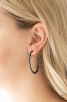Danger Zone - Gunmetal - Paparazzi Hoop Earrings
