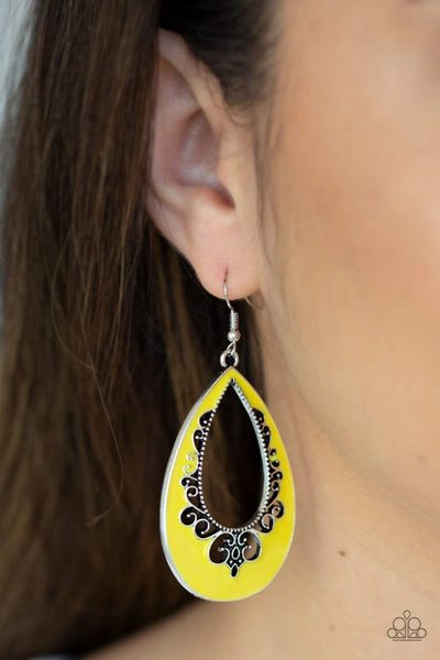 Compliments to the CHIC - Yellow - Paparazzi Earrings