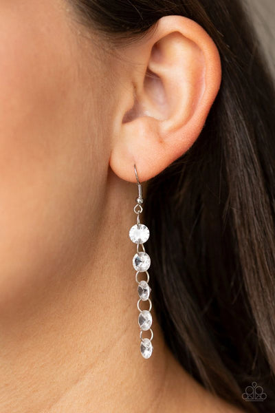 Trickle-Down Effect - White - Paparazzi Earrings