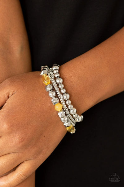 Babe-alicious - Yellow - Paparazzi Stretchy Bracelet