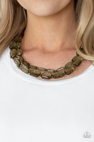 Ice Bank - Brass - Paparazzi Necklace
