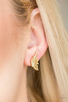 Paparazzi - Flying Feathers - Gold Feather Post Earrings