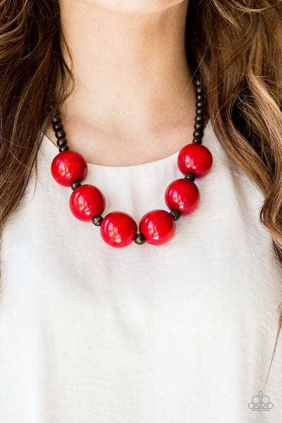 Oh My Miami - Red - Paparazzi Wood Necklace #275